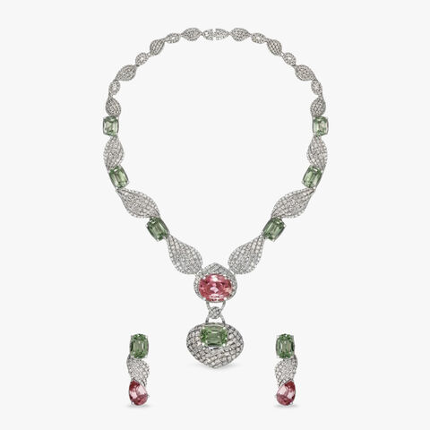 Verdant Halo Diamond Necklace Set