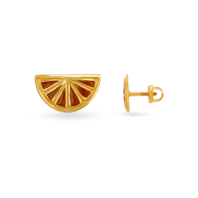 Lemon Emoticon Stud Earrings for Kids,,hi-res image number null