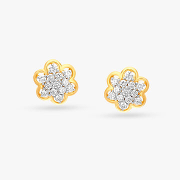 Attractive Floral Diamond Stud Earrings