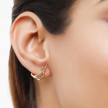 14 KT Yellow Gold Vine Spread Hoop Earrings