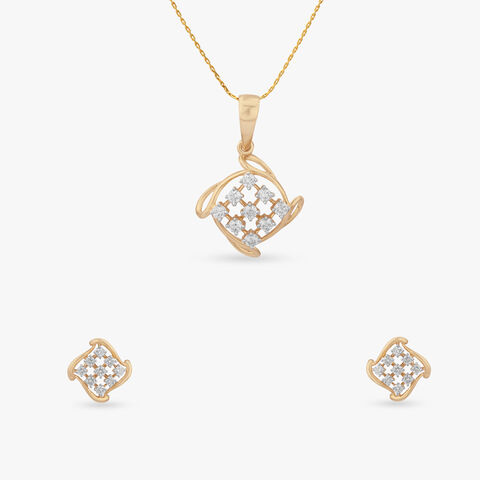 Lattice Grace Diamond Pendant and Earrings Set