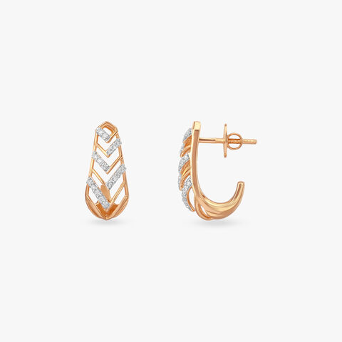 Chevron Radiance Diamond Hoop Earrings
