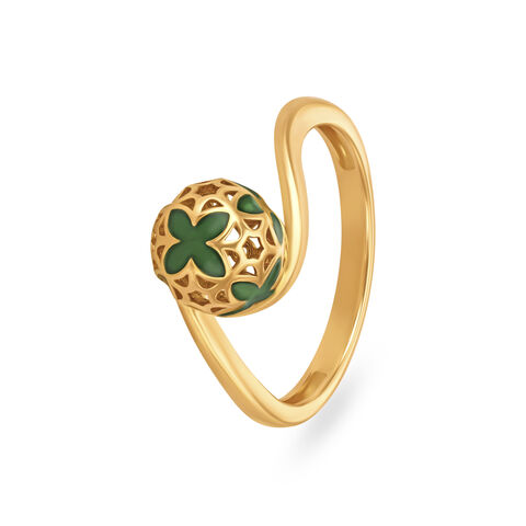 Floral Bead Gold Mesh Ring