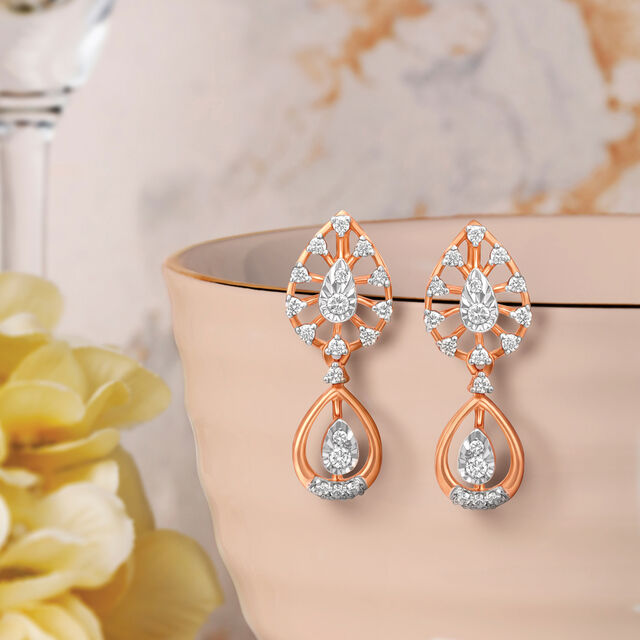 Elegant Diamond Teardrop Drop Earrings Tanishq Online Store