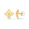 Dainty Yellow Gold Floral Stud Earrings,,hi-res image number null