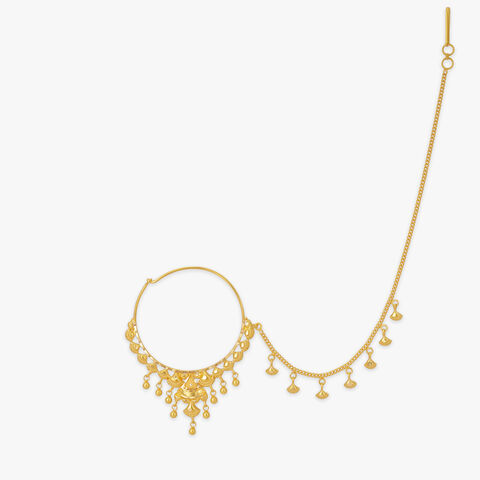 Crescent Drape Gold Nose Pin