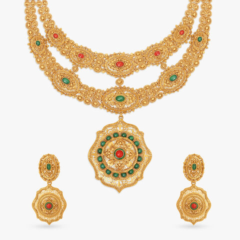 Regal Enamel Highlight Chandak Necklace Set