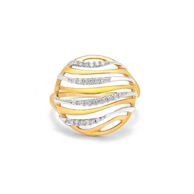 18KT Modish Wavy Diamond Ring,,hi-res image number null