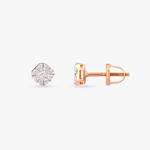 Square Halo Diamond Stud Earrings