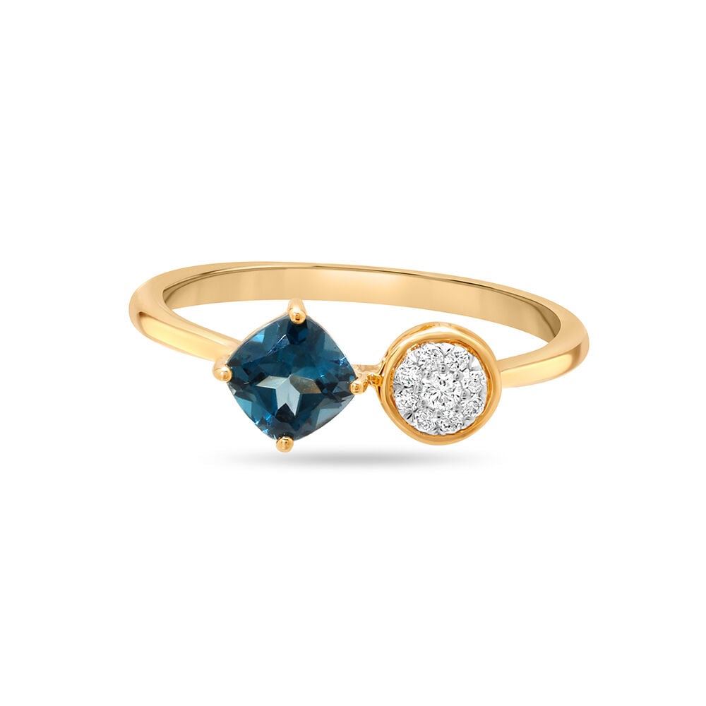 Bezel-Set Round London Blue Topaz Solitaire Engagement Ring | Angara