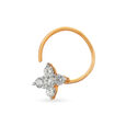 Sublime Floral Gold and Diamond Nose Pin,,hi-res image number null