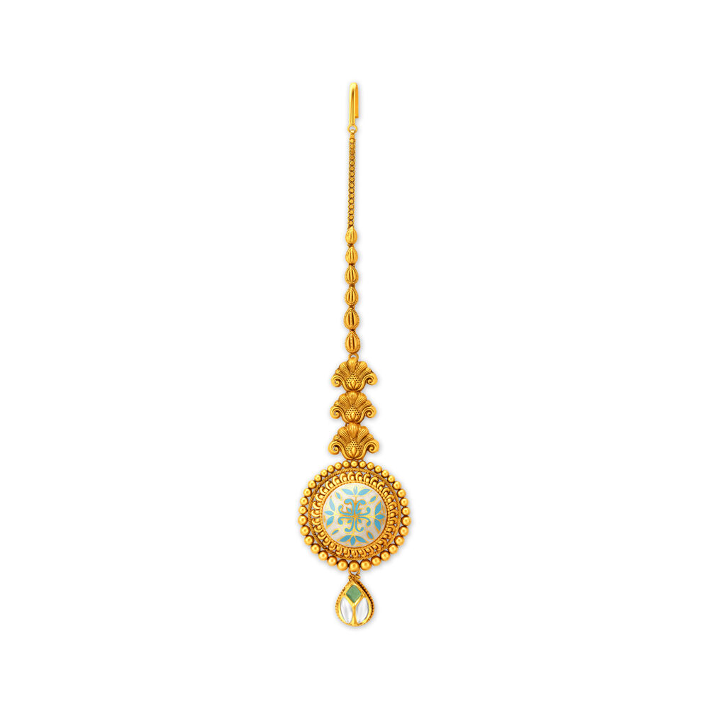 Gold maang tikka in tanishq on sale