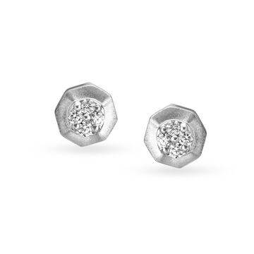 Enchanting Diamond Floral Platinum Stud Earrings