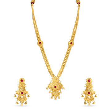 Ravishing Gold Stamp Filigree Necklace Set
