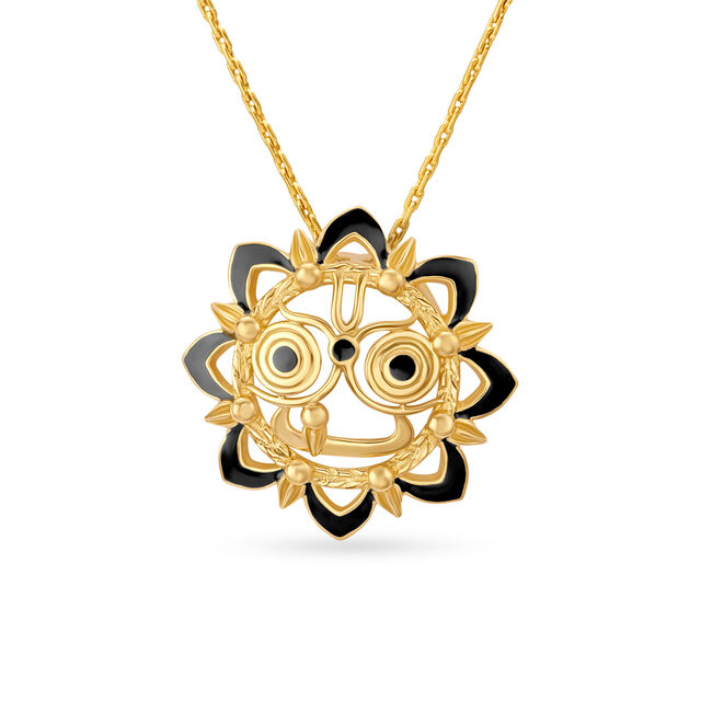 Lord Jagannath Floral Gold Pendant with Enamel Work,,hi-res image number null