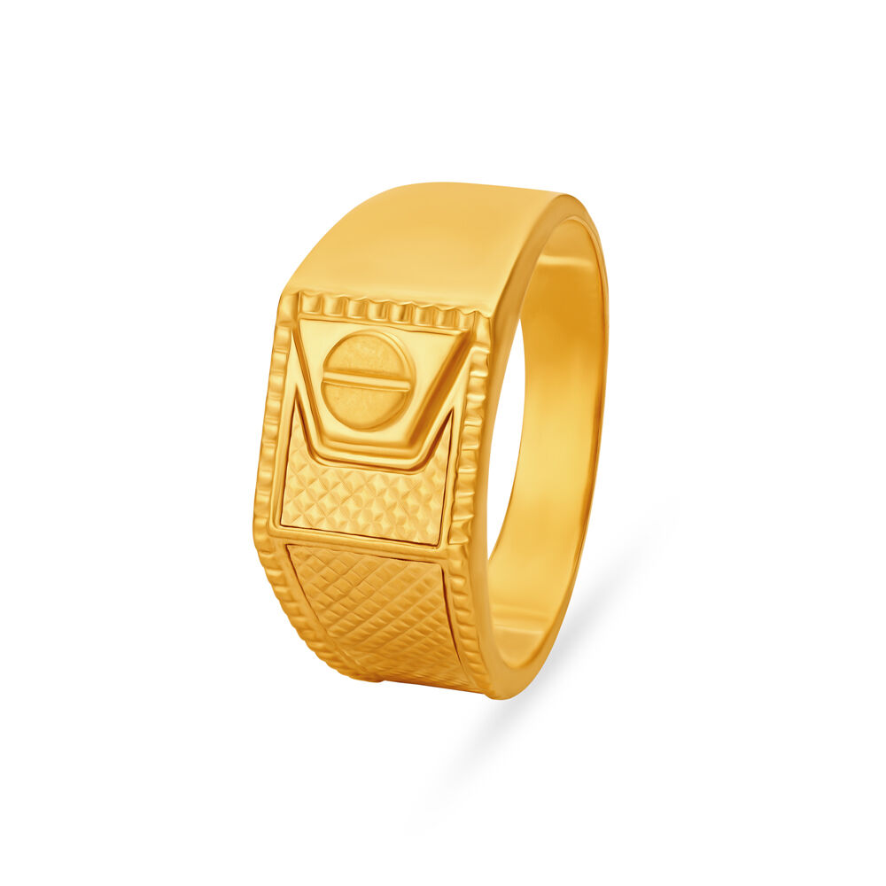 Signet Ring - Men's Modern Gold Signet Ring - JAXXON