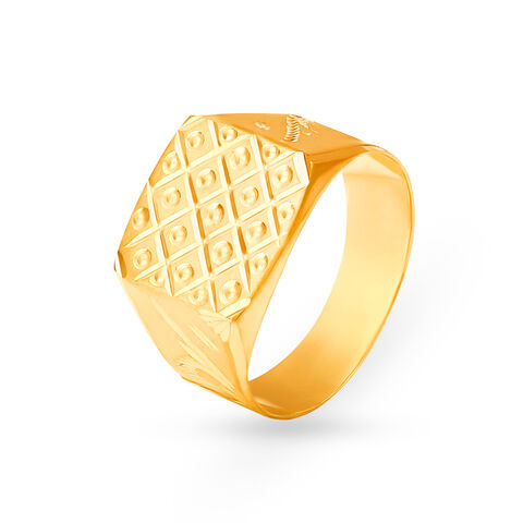 Splendid 22 Karat Yellow Gold Square Ring