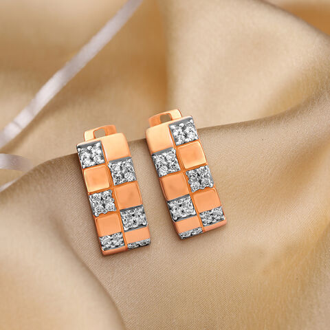 Block Diamond Hoop Earrings