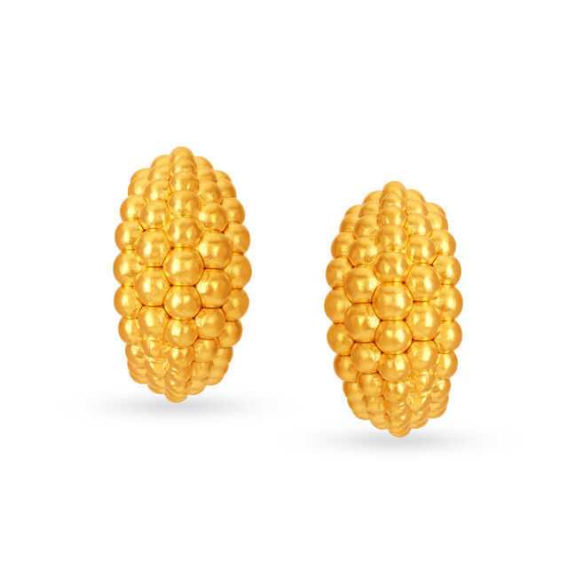 22 KT Yellow Gold Beaded Stud Earrings,,hi-res image number null