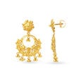 Ethereal Yellow Gold Carved Floral Drop Earrings,,hi-res image number null