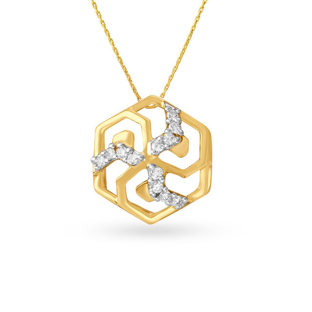 18KT Yellow Gold Diamond Pendant To Your Special One,,hi-res image number null