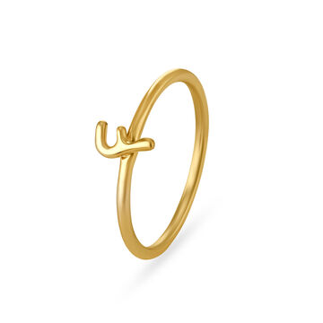 Letter F 14KT Yellow Gold Initial Ring