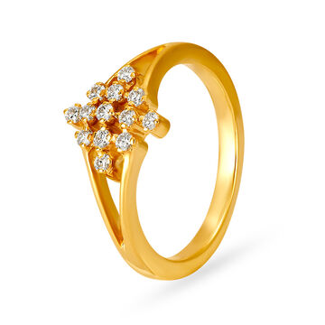 Scintillating 18 Karat Gold And Diamond Square Ring