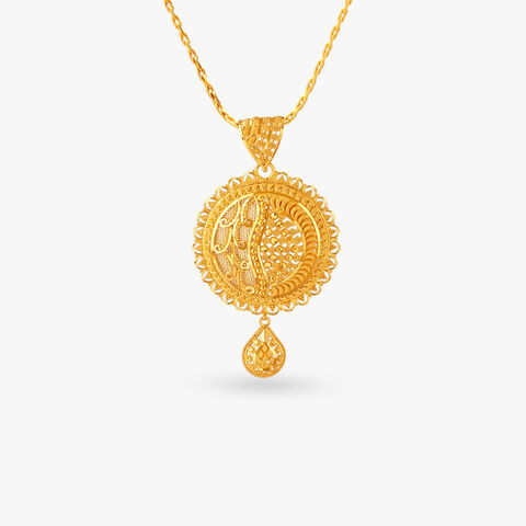 Debonair Gold Pendant and Earrings Set