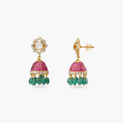 Imperial Bloom Diamond Jhumka Earrings