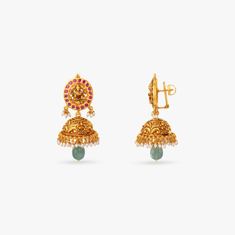 Heritage Crest Gold Jhumka Earrings