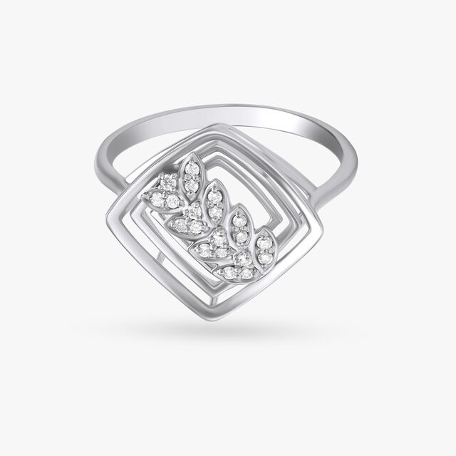Brilliant Leaf Diamond Ring in Platinum,,hi-res image number null