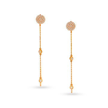 Elegant Rose Gold Sui Dhaga Chandelier Earrings