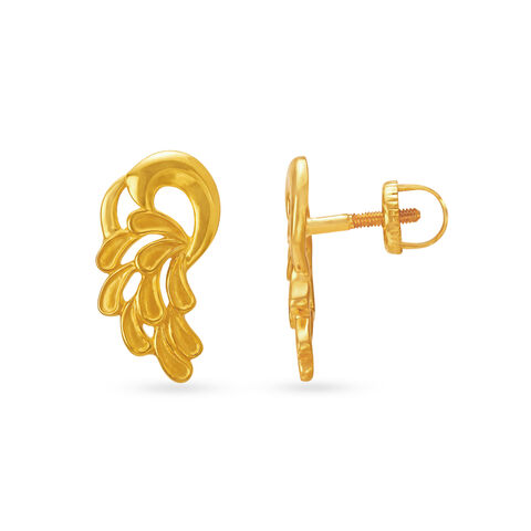 Festive Fancy Peacock Gold Stud Earrings