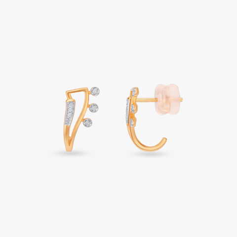 Linear Spark Diamond Hoop Earrings