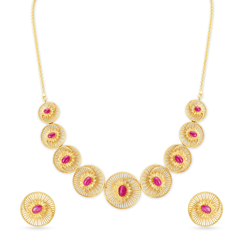 Designer gold necklace cheap tanishq price