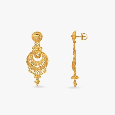 Charming Ethnic Gold Drop Earrings