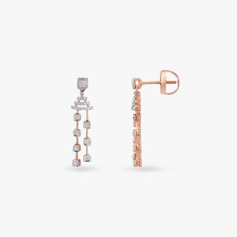 Cascading Geometry Diamond Drop Earrings