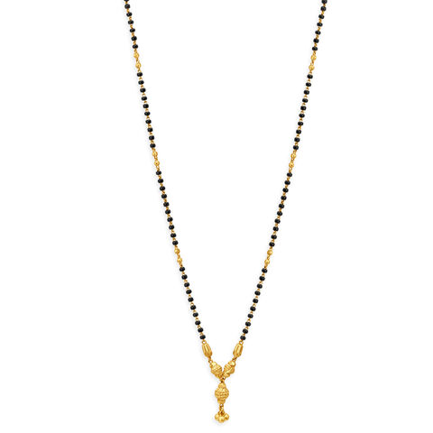 Stunning Yellow Gold Carved Bead Mangalsutra