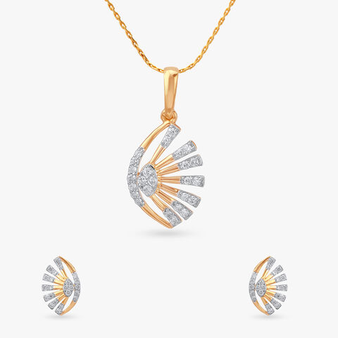 Delicate Gleam Diamond Pendant and Earrings Set