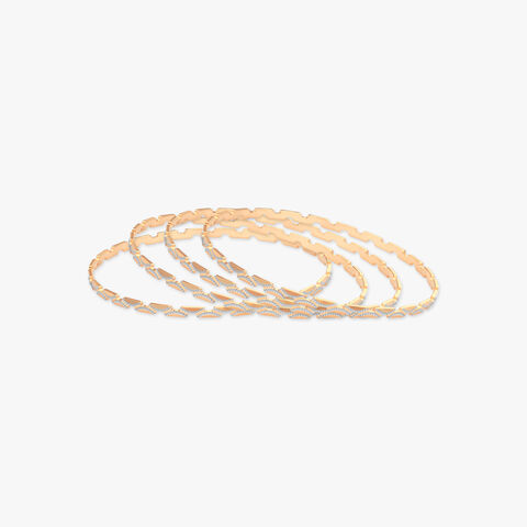 Ribbon Zigzag Gold Bangles