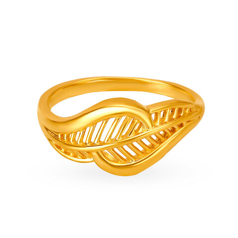Eclectic 22 Karat Yellow Gold Leaf Finger Ring