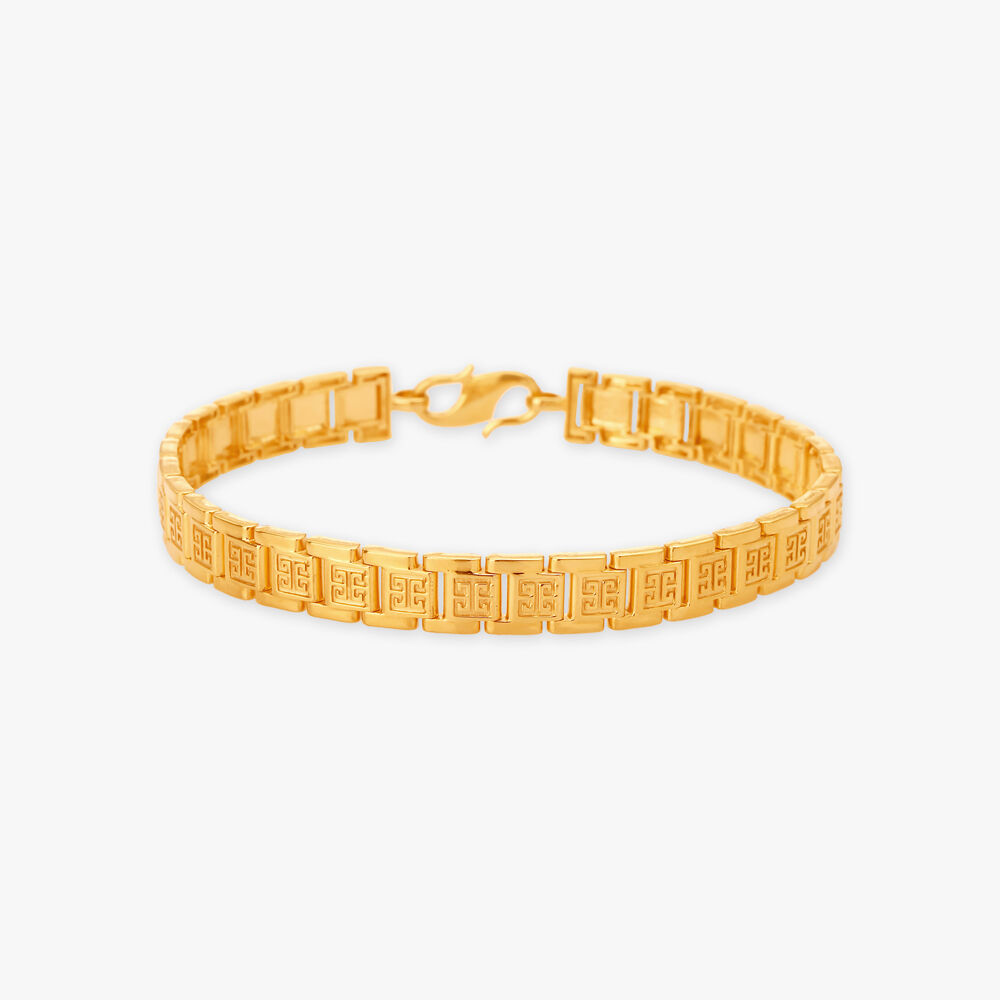 Geometric Design Gold Bracelet for Men Tanishq Online Store