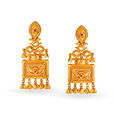 Eclectic 22 Karat Yellow Gold Rectangular Drop Earrings,,hi-res image number null