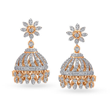 Floral Diamond Jhumka Earrings