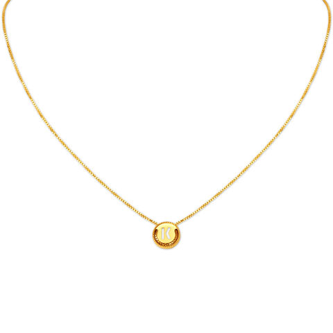 Letter K Gold Pendant with Chain For Kids