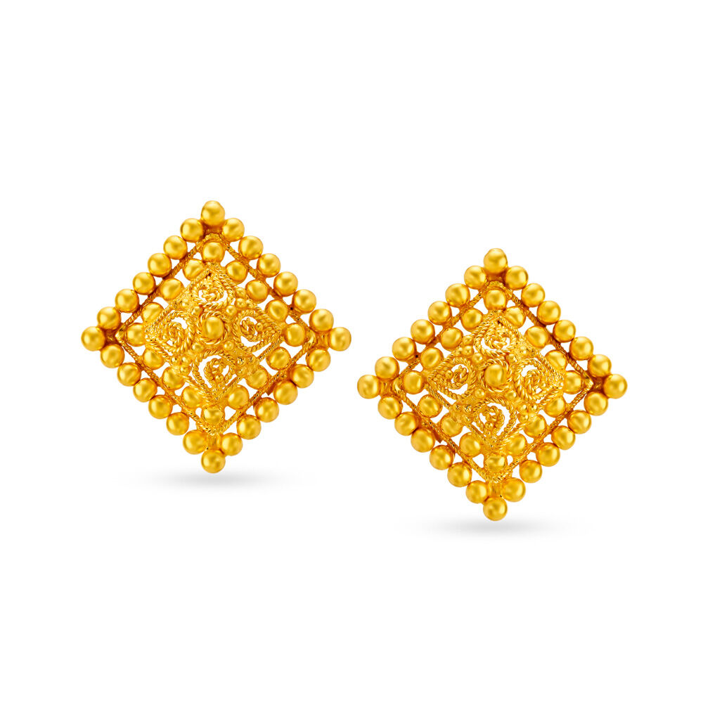 Gold earrings on sale in square shape