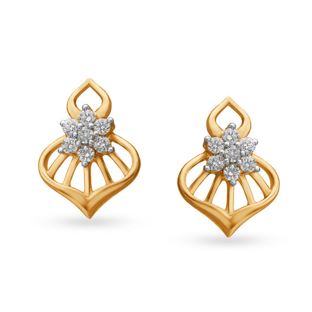 Charming Diamond and Rose Gold Stud Earrings,,hi-res image number null