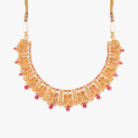 Vilakku Varnam Gold Necklace set