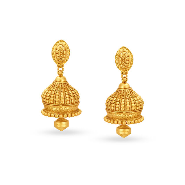 Opulent Rawa Work Gold Jhumkas,,hi-res image number null
