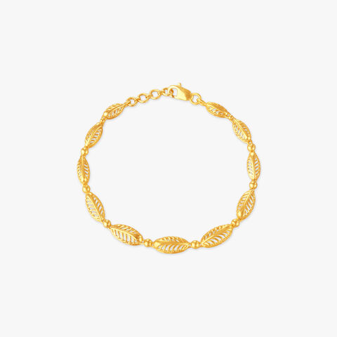 Carved Leaf Gold Bracelet